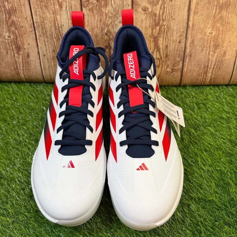 Adidas Adizero Impact TPU 2.0 USA Baseball Cleats Mens size 13 White Red Navy